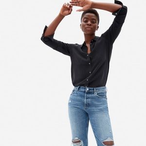 Everlane Black Clean Silk Relaxed shirt